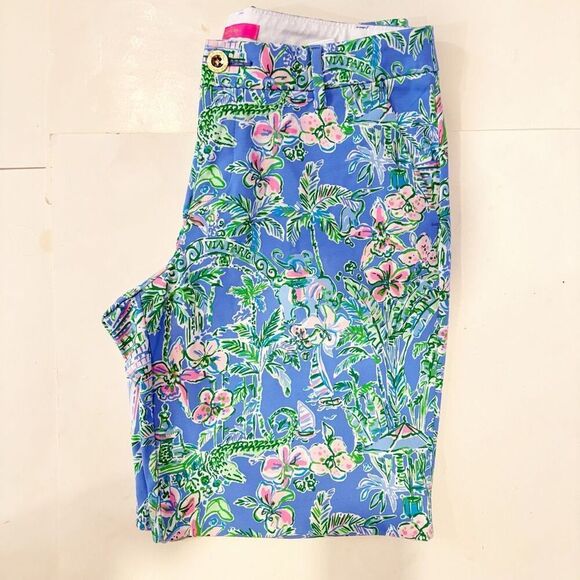 Lilly Pulitzer 9" Natia Knit Short Boca Blue Beneath The Bougainvillea size 8 - Picture 7 of 11